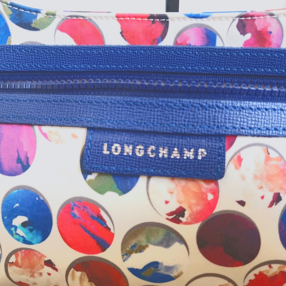 Longchamp Polka Dot Shoulder Bag in Blue and Whitr - Picture 3 of 6